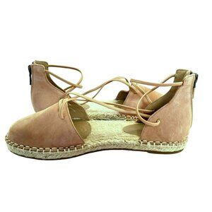 Eileen Fisher ESPADRILLES Suede d'Orsay Laced Close Toe Sandals Bk Zip 6.5M NEW